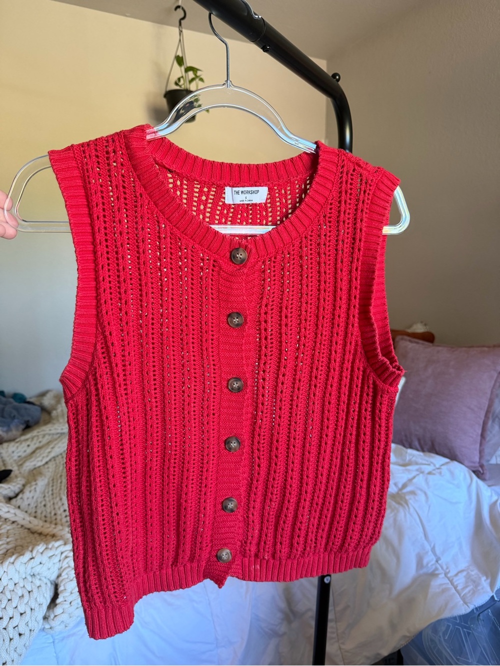 Workshop Republic Clothing Red Button-Front Knit Vest